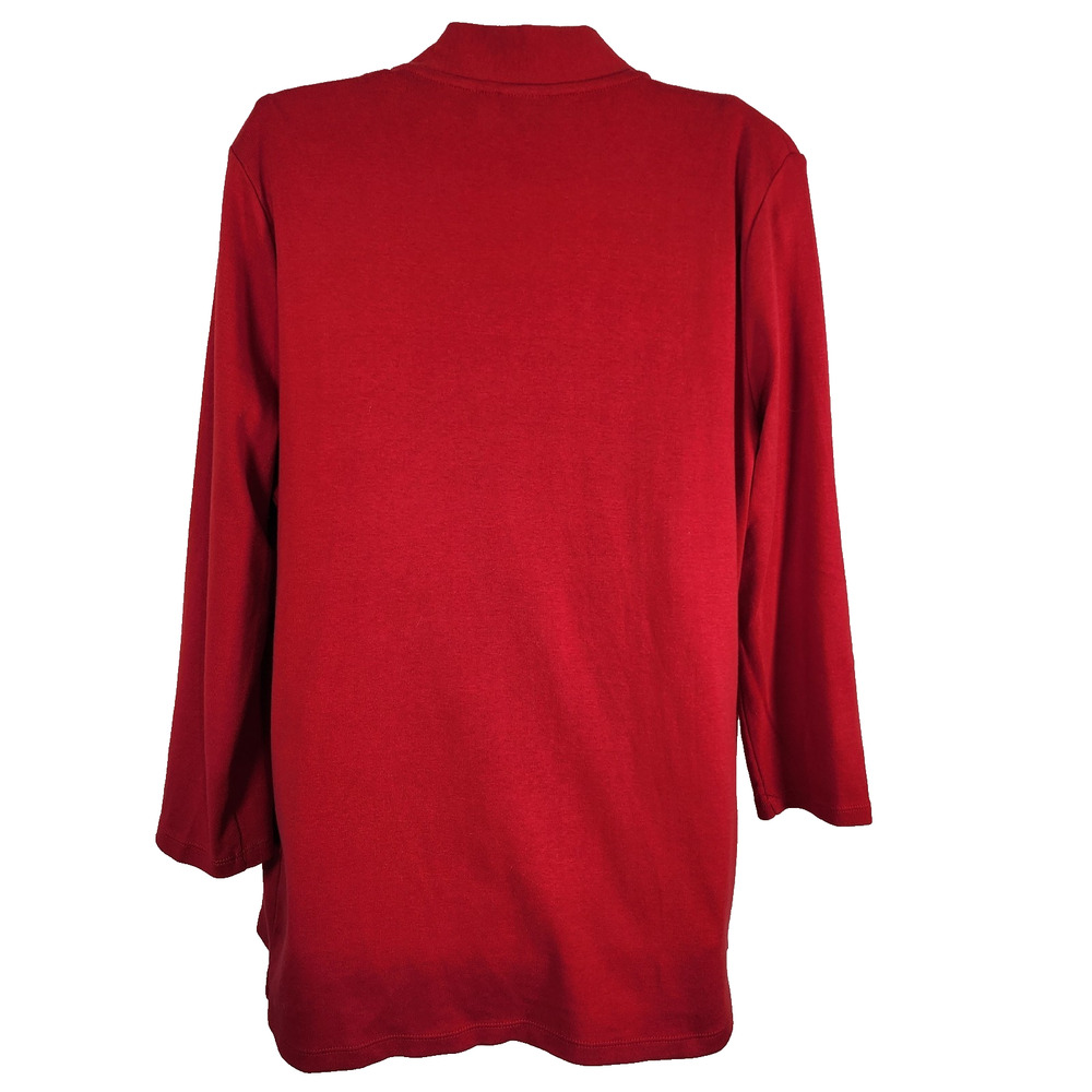 Rafaella Women 2 Piece Knit Cardigan Tank Set Studded 3/4 Sleeve Red Size Large - Picture 3 of 14